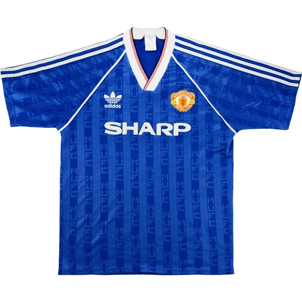 Tailandia Camiseta Manchester United Replica Tercera Ropa Retro 1988 1990 Azul